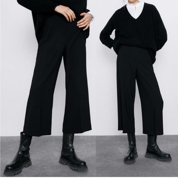 Zara Wide Leg Cropped Pant Size XL - Picture 3 of 10